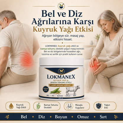 Lokmanex - Kuyruk Yağı & Bamya Tohumu Etkili Masaj Ağrı Kremi