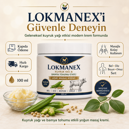 Lokmanex - Kuyruk Yağı & Bamya Tohumu Etkili Masaj Ağrı Kremi