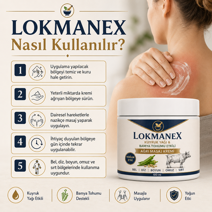 Lokmanex - Kuyruk Yağı & Bamya Tohumu Etkili Masaj Ağrı Kremi